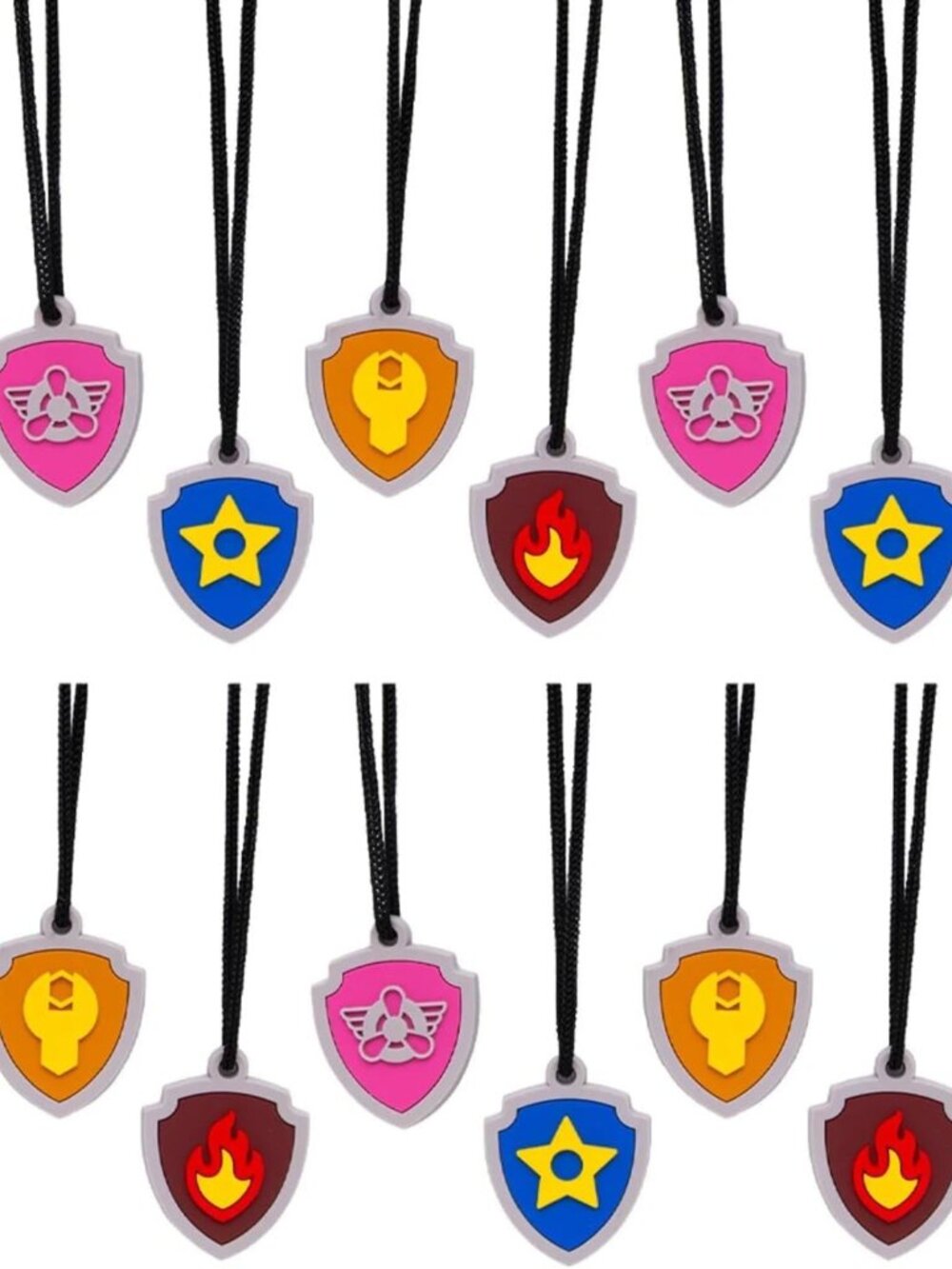 24" PAW Patrol Pup Tag Rubber Charm Necklaces - Fun Party Favors, 12 Pack